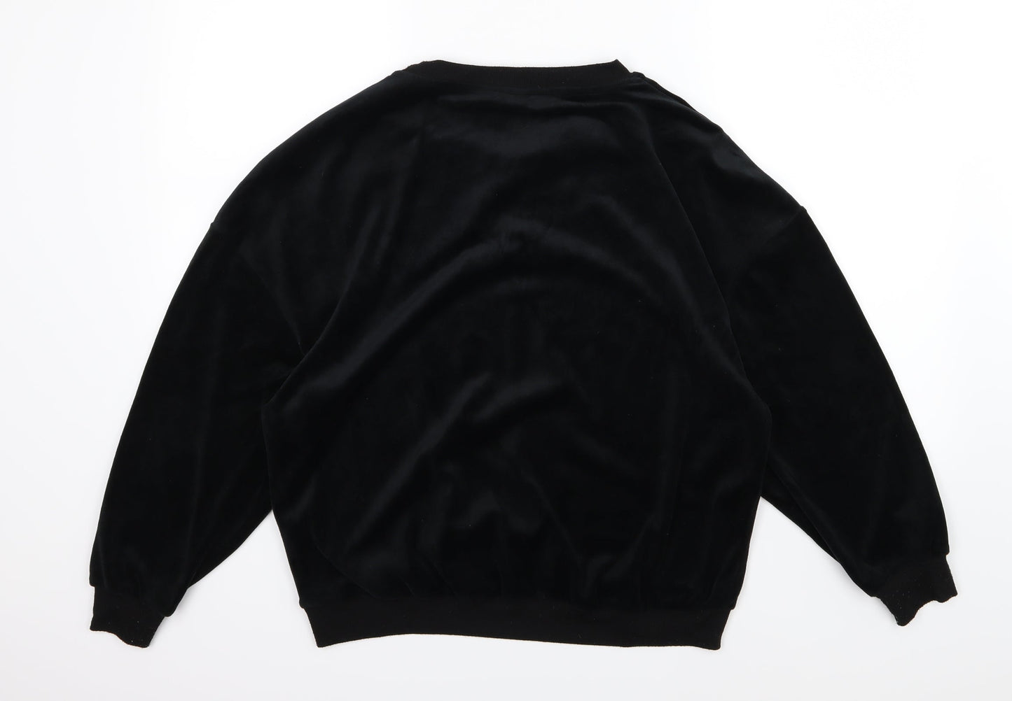 Avenue Womens Black  Velour Pullover Sweatshirt Size S