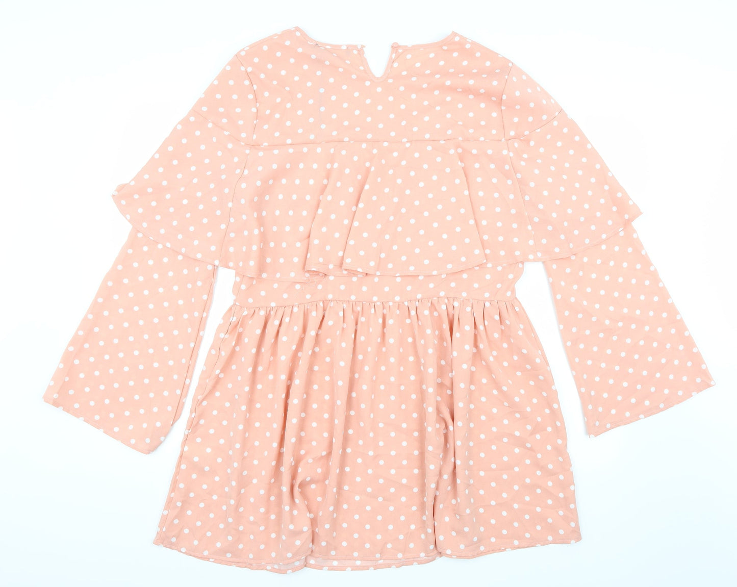 Lasula Womens Pink Polka Dot Rayon A-Line  Size 14