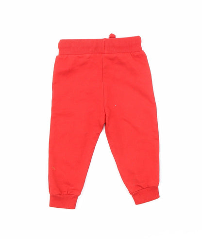 Back view of Disney boys’ red jogger trousers, size 9, months