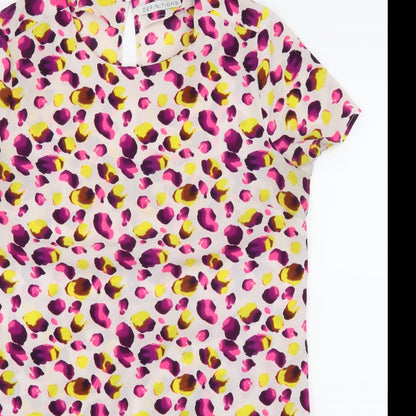 Close-up detail of Definitions women’s purple basic blouse, size UK 12