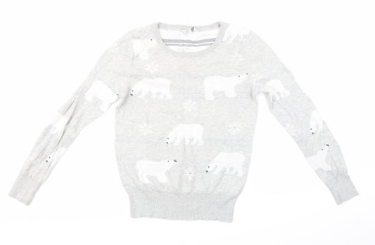 Peacocks Womens Grey  Knit Pullover Jumper Size 10