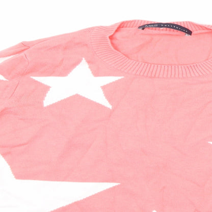 Close-up detail of Marks & Spencer women’s pink knit jumper, size UK 6