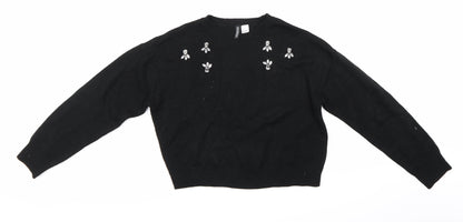 Additional front view of H&M women’s black knit jumper, size S