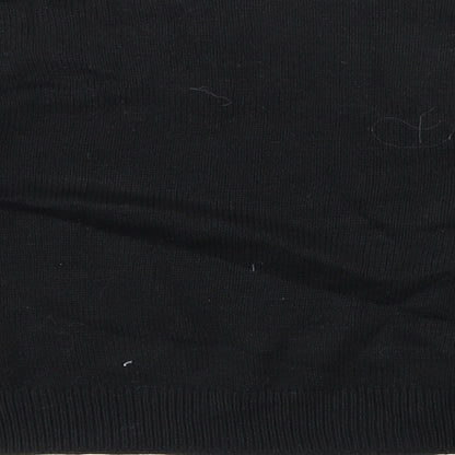 Brand and care label for H&M women’s black knit jumper, size S