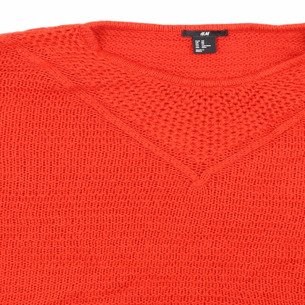 H&M Womens Red  Knit Pullover Jumper Size XS