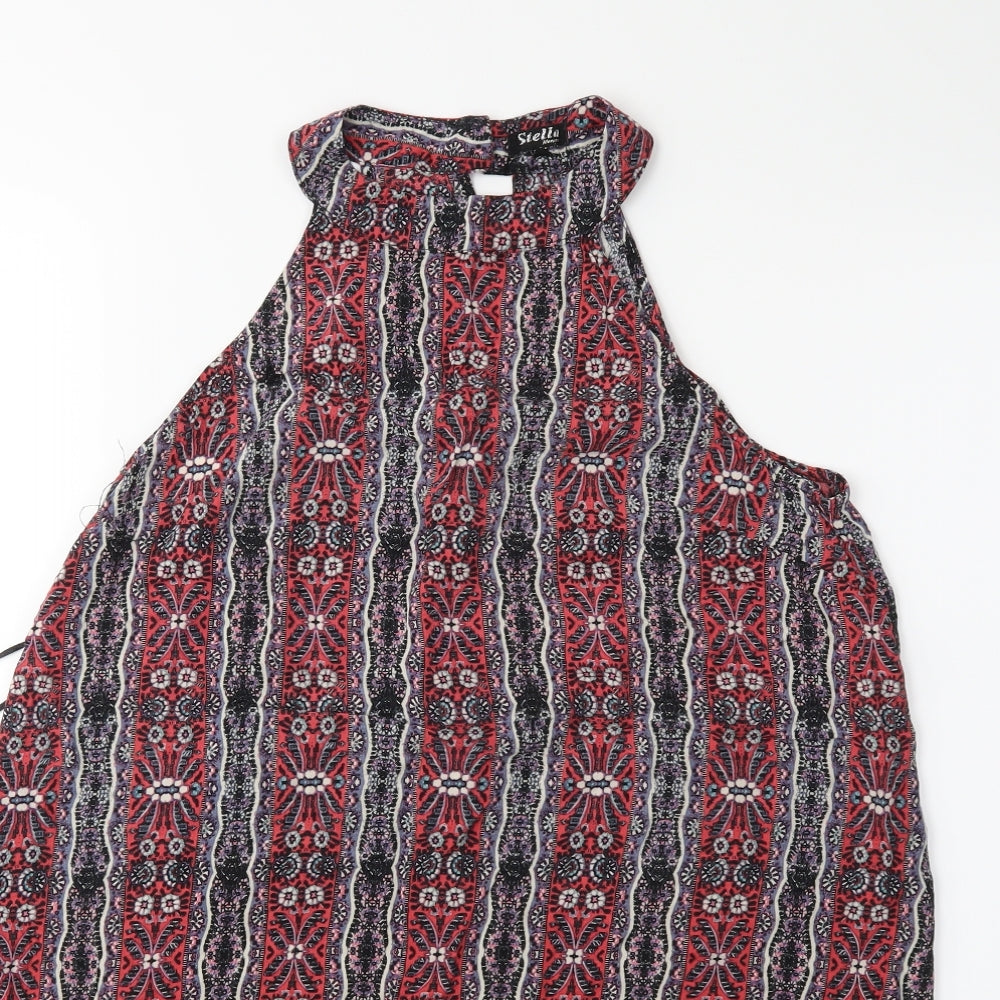 Stella Womens Red Striped  Basic Blouse Size 12
