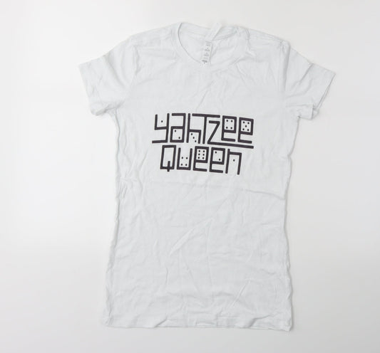 Bella + Canvas Womens White   Basic T-Shirt Size M  - YAHTZEE QUEEN