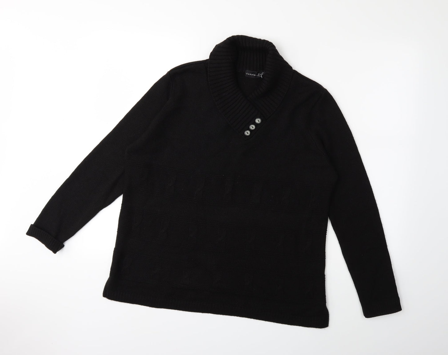 victoria - eve Womens Black  Knit Pullover Jumper Size M