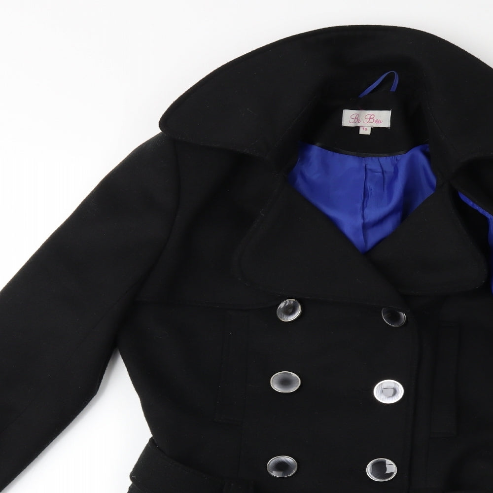 Be Beau Womens Black   Overcoat Coat Size 10