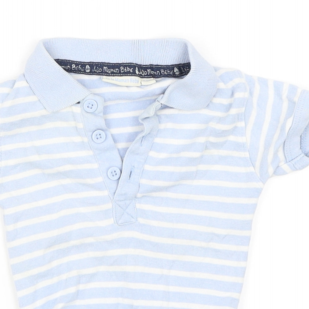 JoJo Maman Bébé Boys Blue Striped  Babygrow One-Piece Size 3-6 Months
