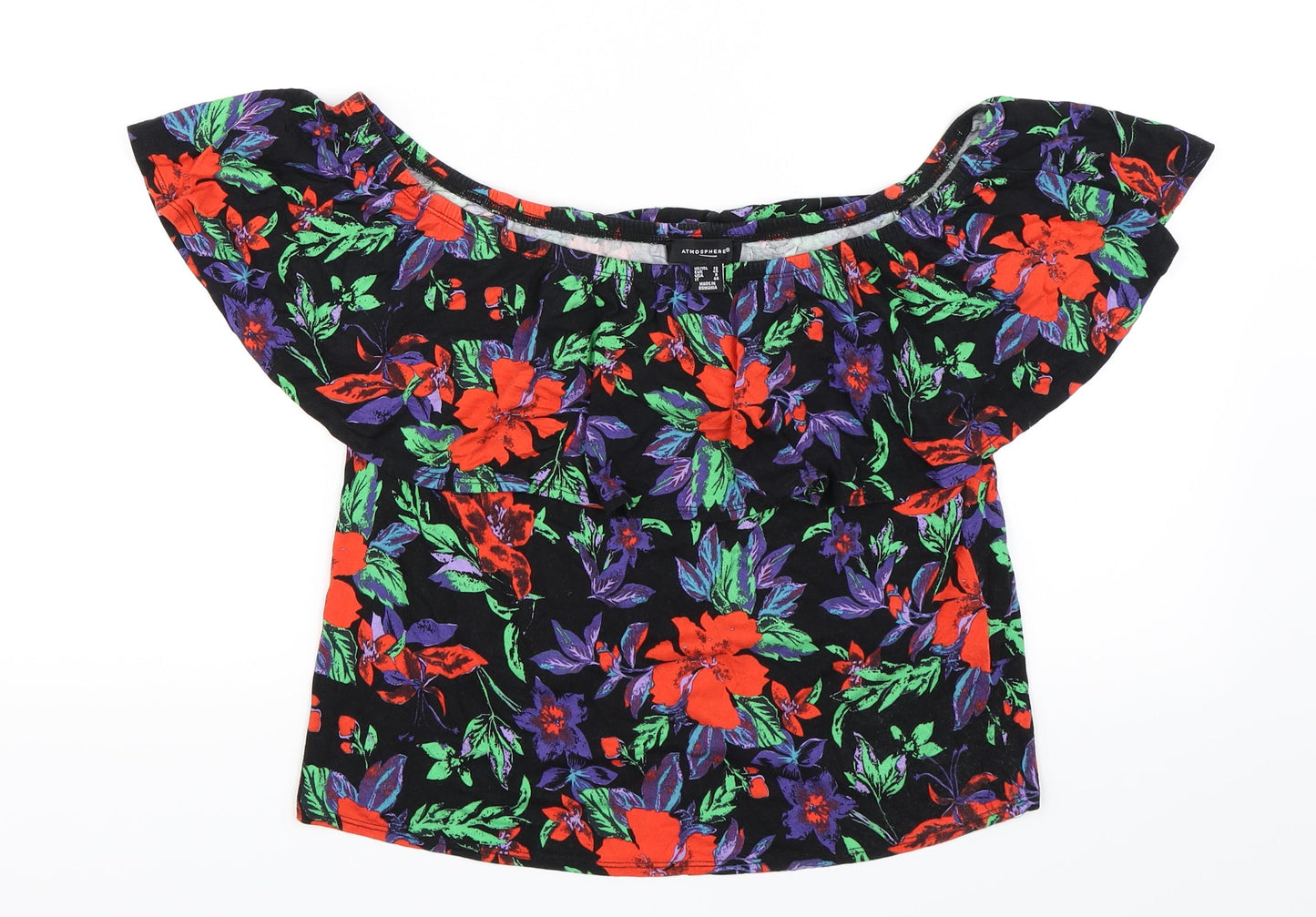 Atmosphere Womens Black Floral  Basic T-Shirt Size 12