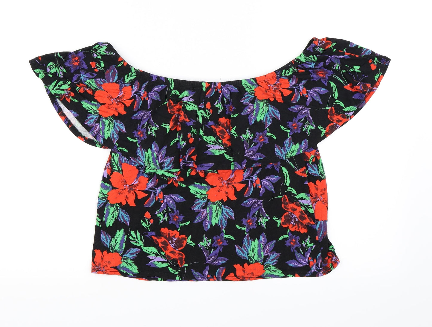 Atmosphere Womens Black Floral  Basic T-Shirt Size 12
