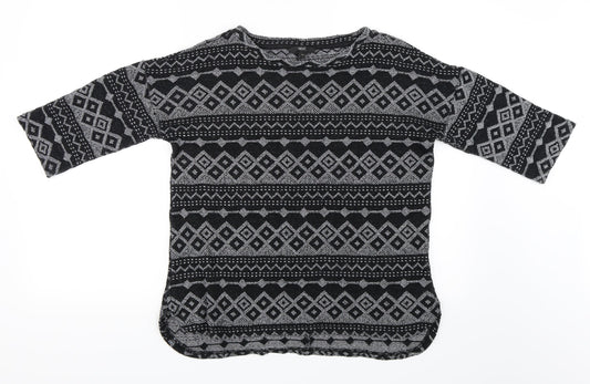NEXT Womens Black Geometric  Cardigan Jumper Size 10