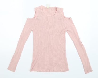 Additional front view of Young Dimension girls’ pink knit jumper, size 11-12, years