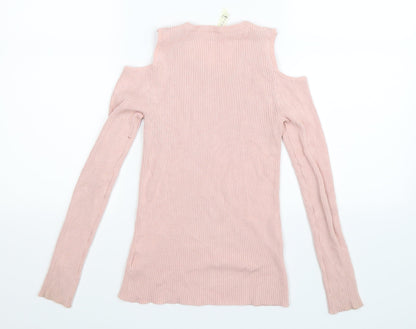 Back view of Young Dimension girls’ pink knit jumper, size 11-12, years