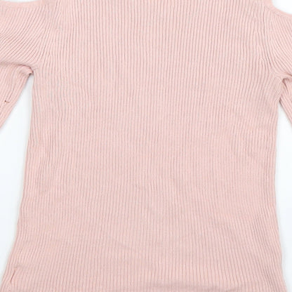 Brand and care label for Young Dimension girls’ pink knit jumper, size 11-12, years