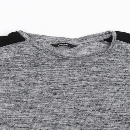 Close-up detail of George girls’ grey basic t-shirt, size 10, years