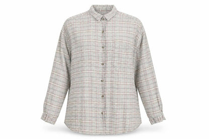 Front view of Sasperilla women’s multicoloured check basic button-up, size M