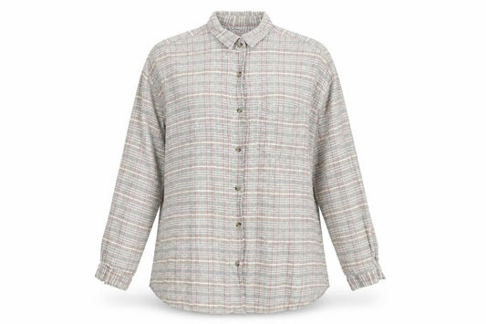 Front view of Sasperilla women’s multicoloured check basic button-up, size M