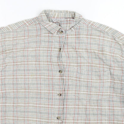 Close-up detail of Sasperilla women’s multicoloured check basic button-up, size M