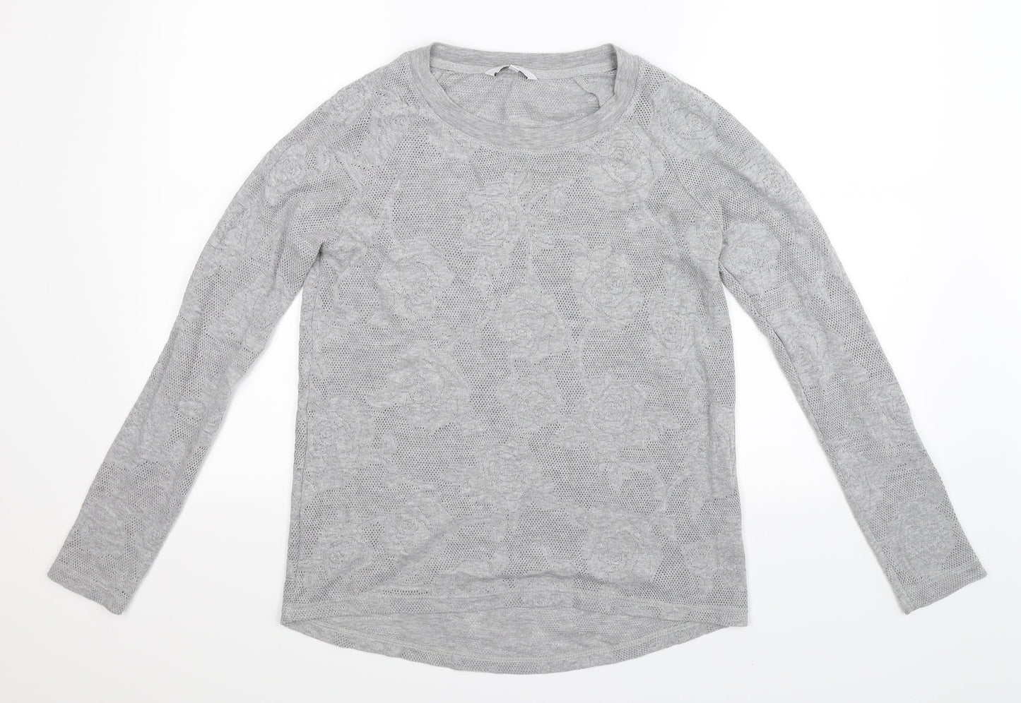 NEXT Womens Grey Floral Knit Pullover Jumper Size 10