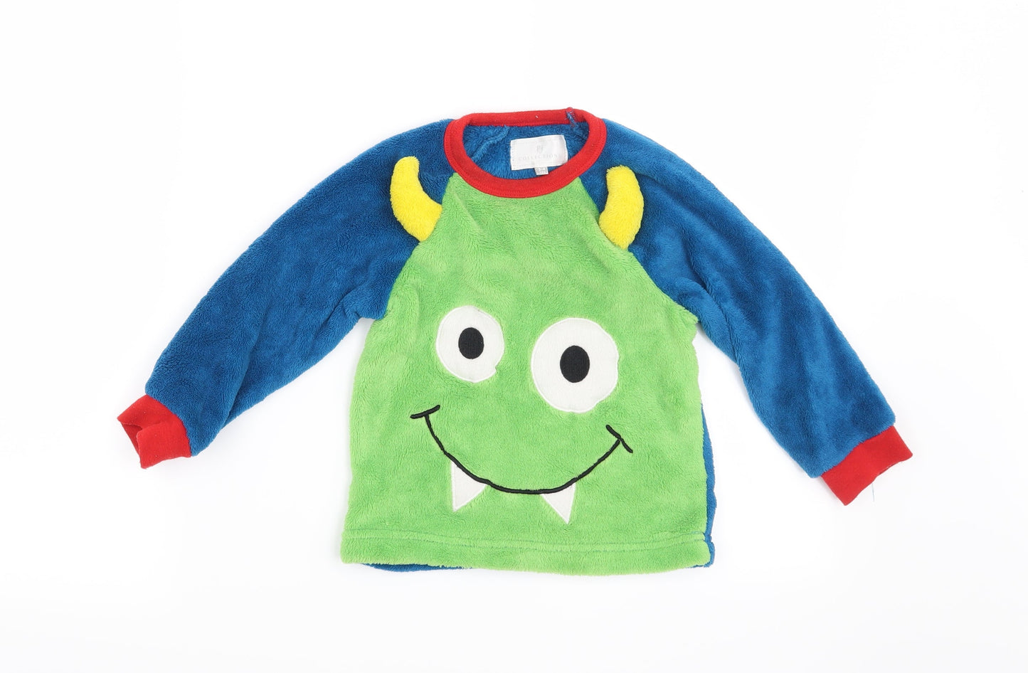 Preworn Boys Blue Solid   Pyjama Top Size 3-4 Years  - Monster