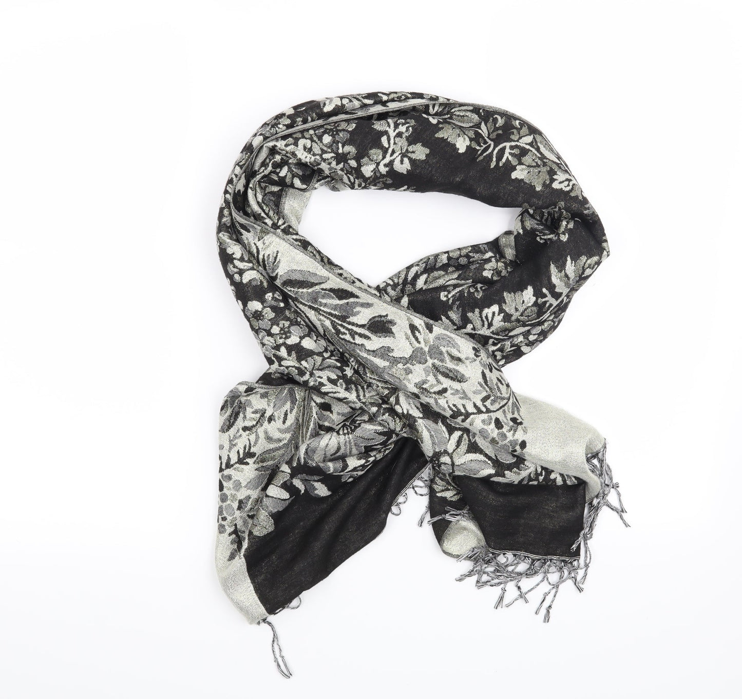 Preworn Womens Black Floral   Scarf