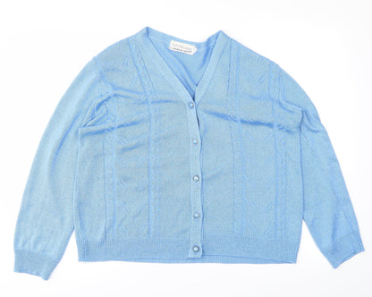 Additional front view of Future Lady women’s blue cardigan jumper, size S