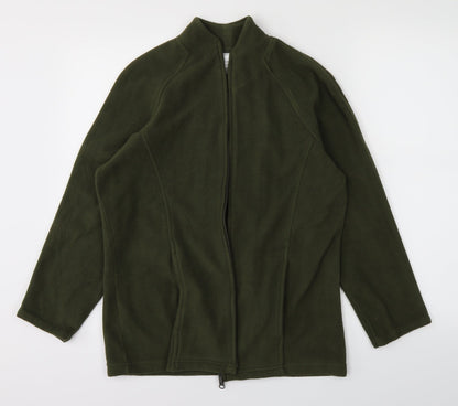Additional front view of Essentials women’s green full zip jumper, size UK 10