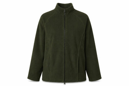 Front view of Essentials women’s green full zip jumper, size UK 10