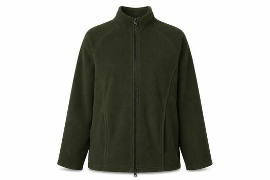Front view of Essentials women’s green full zip jumper, size UK 10