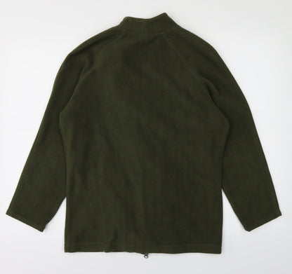 Back view of Essentials women’s green full zip jumper, size UK 10