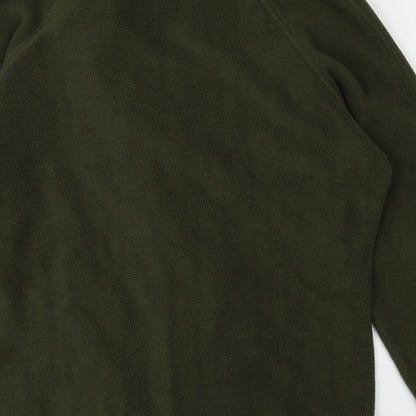 Brand and care label for Essentials women’s green full zip jumper, size UK 10