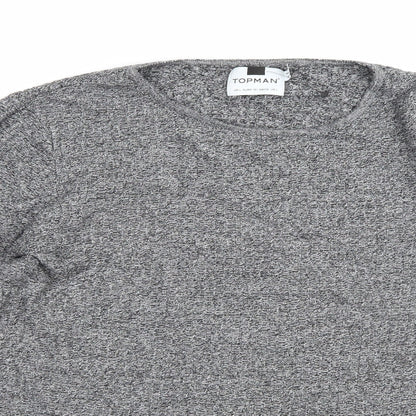 Close-up detail of Topman men’s grey knit jumper, size L