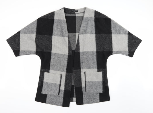 Classic Womens Grey Check Knit Cardigan Jumper Size 14