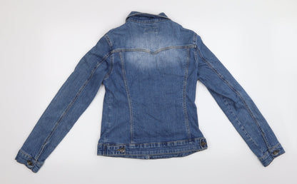 Back view of Rick Cardona women’s blue overcoat coat, size UK 10