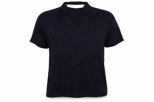 Front view of Zara Trafaluc women’s blue basic t-shirt, size UK 6