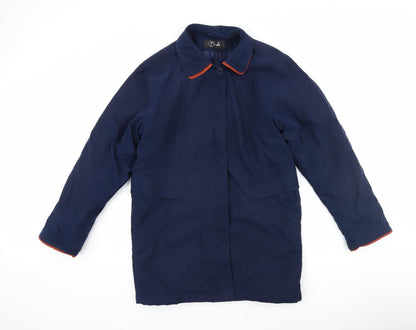 Additional front view of style file women’s blue overcoat coat, size UK 10