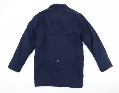 Back view of style file women’s blue overcoat coat, size UK 10