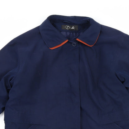 Close-up detail of style file women’s blue overcoat coat, size UK 10