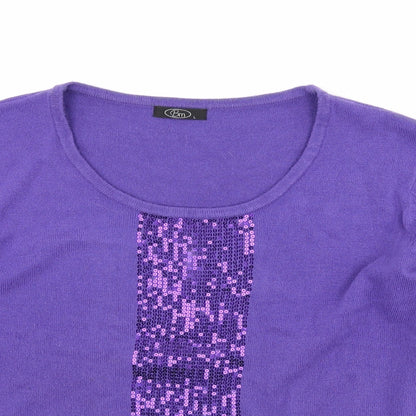 Close-up detail of Bonmarché women’s purple jumper, size L