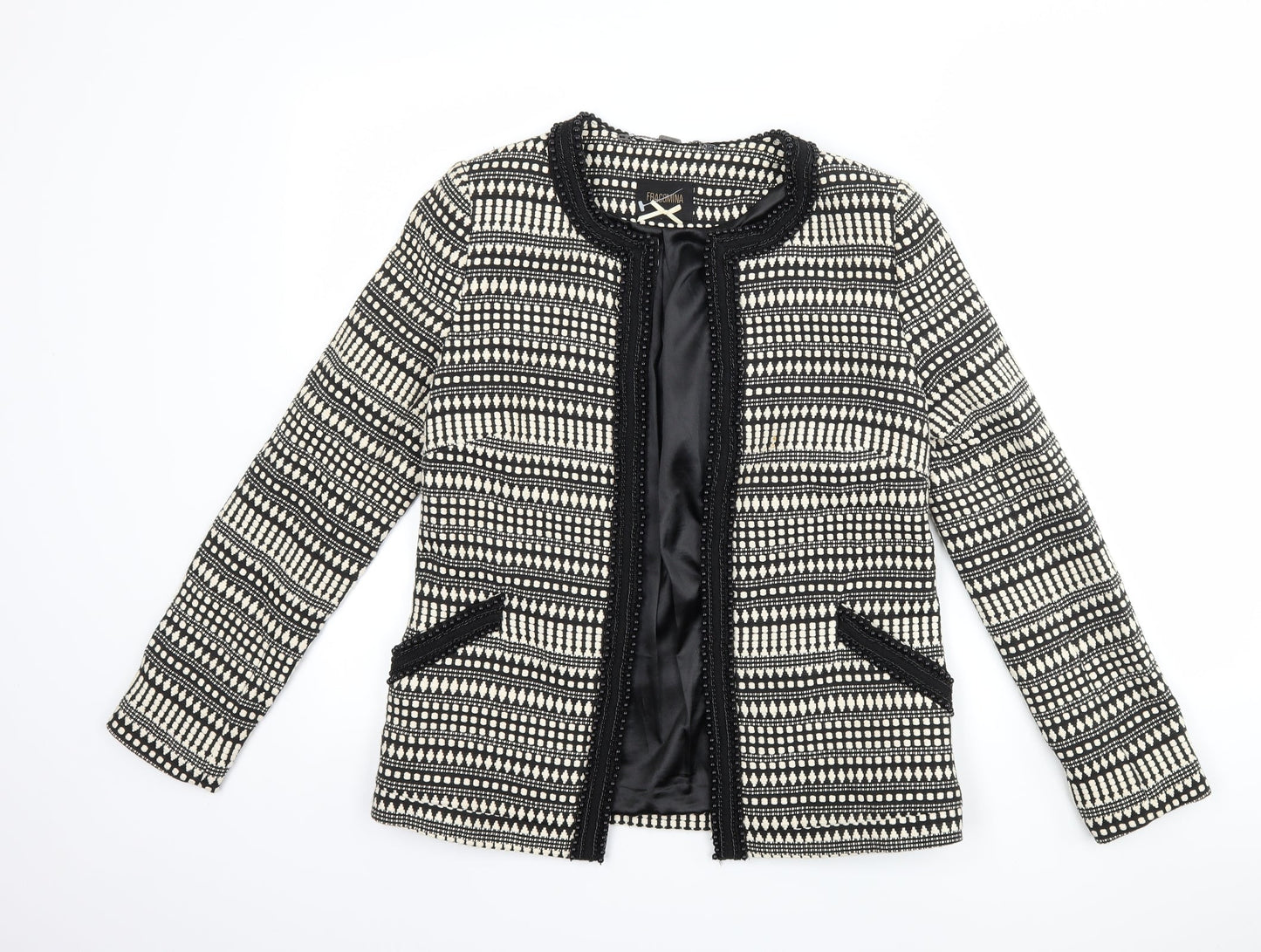Fracomina Womens Black Geometric  Jacket  Size S