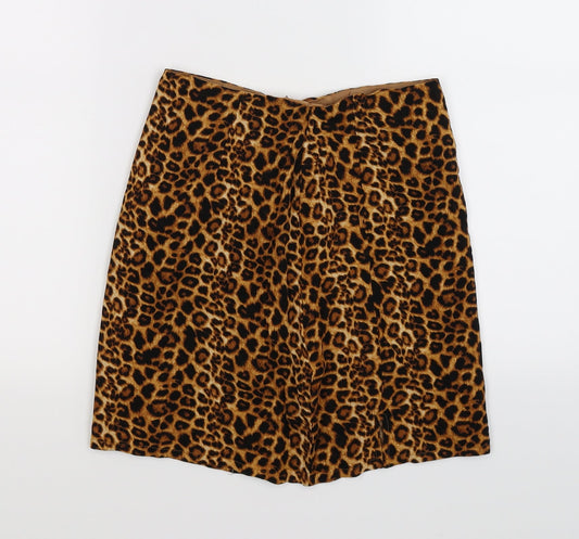 daisy strees Womens Brown Animal Print  Pleated Skirt Size 6