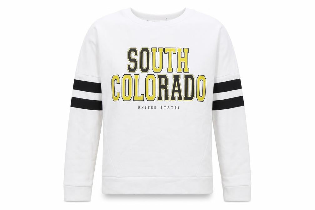 New Look Girls White Striped Jersey Pullover Sweatshirt Size 10-11 Years  - SOUTH COLORADO