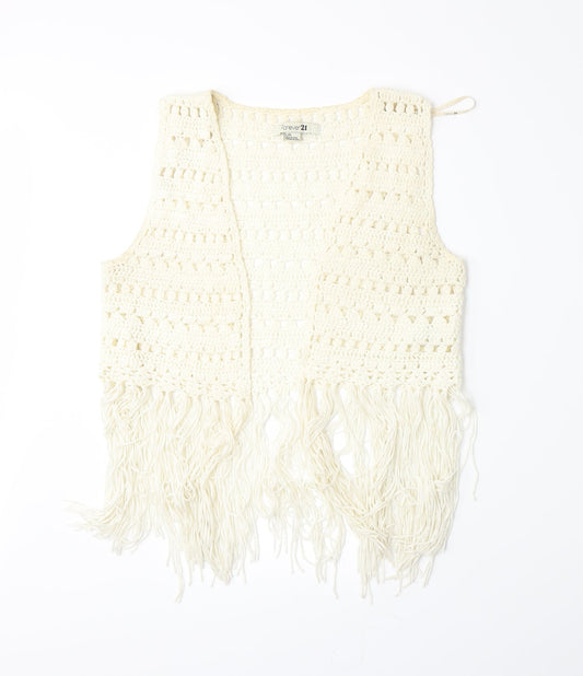 FOREVER 21 Womens White   Vest Jumper Size L