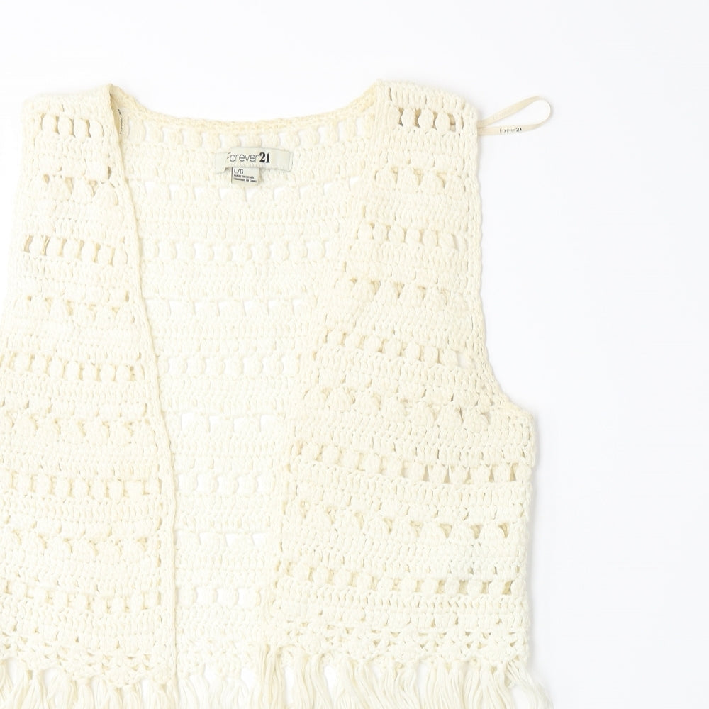 FOREVER 21 Womens White   Vest Jumper Size L