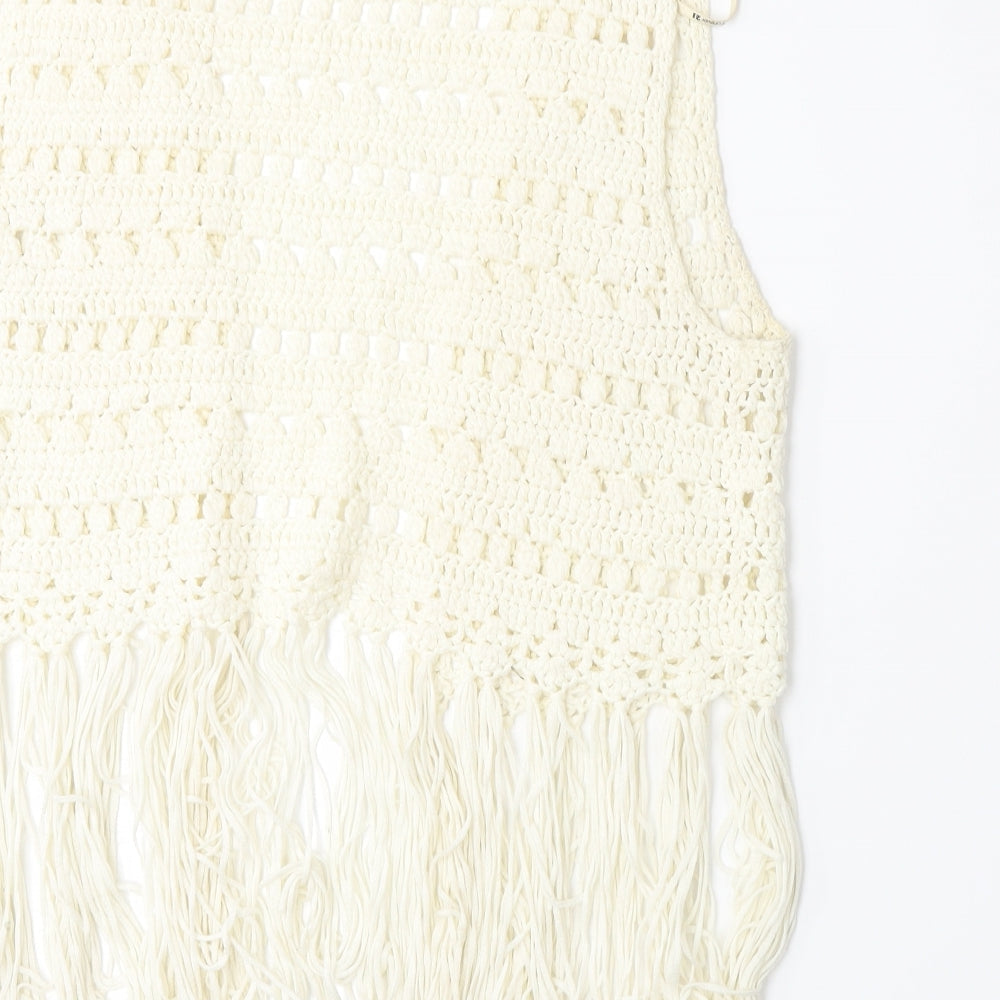 FOREVER 21 Womens White   Vest Jumper Size L
