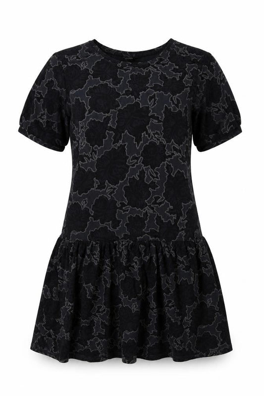 Topshop Womens Grey Floral Jersey A-Line  Size 6