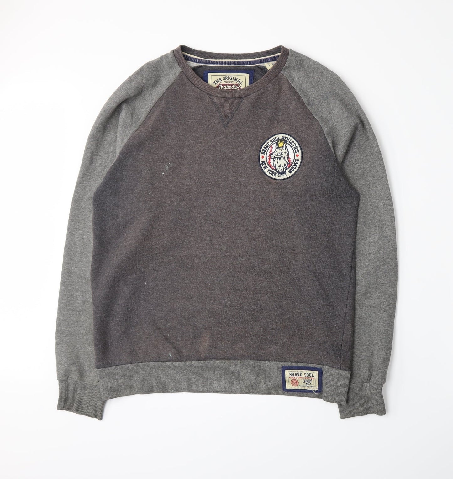 Brave Soul Mens Grey  Jersey Pullover Sweatshirt Size S