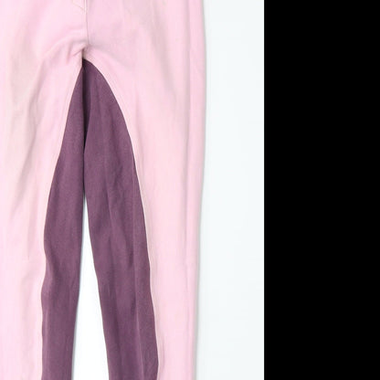 Close-up detail of Requisite women’s pink capri trousers, size UK 6, 27-inch leg
